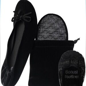 NWT Silky Toes Women’s Velvet Foldable Ballet Flats Slip On